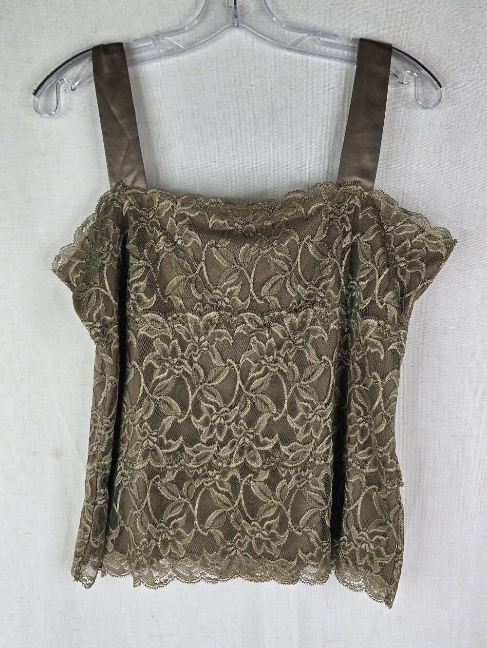Womens Large Y2k Lace Cropped Brown  Cropped Tank Top Coldwater Creek